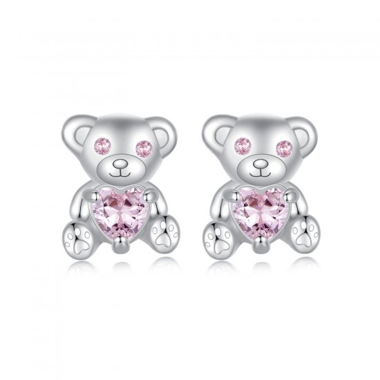 Pendientes con forma de oso de amor estilo PANDORA - SCE1774 - Haga click en la imagen para cerrar