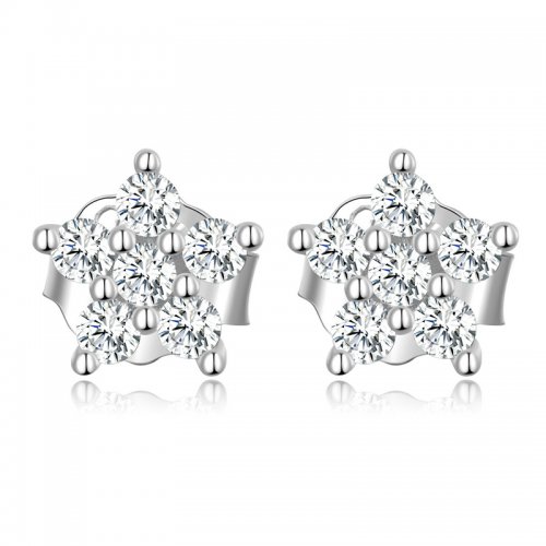 Pendientes de botón estilo Pandora con mini flores - BSE598-A