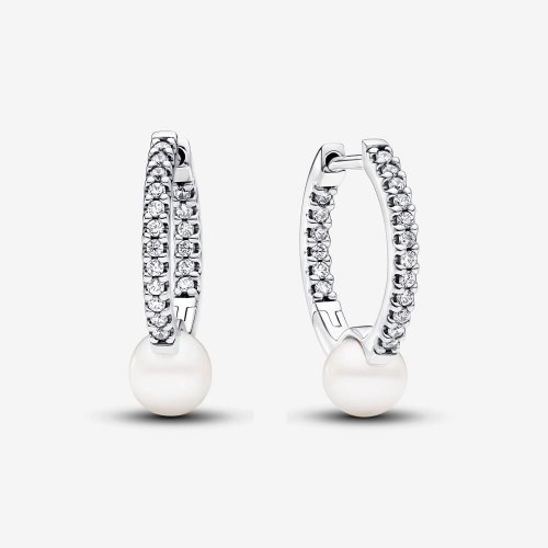 Pendientes Pandora de aro Perla Cultivada de Agua Dulce y Pavé - 293171C01