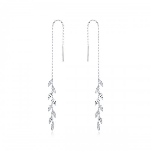 Pendientes colgantes de trigo brillante de estilo Pandora en plata - BSE447