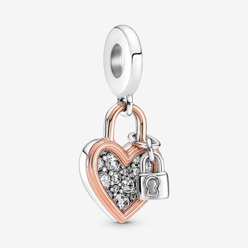 PANDORA Doble Dije Colgante Candado de Corazón - 780087C01