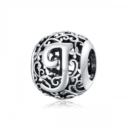 Charm Pandora Style con letra K y diseño de flor calada - SCC1444-K
