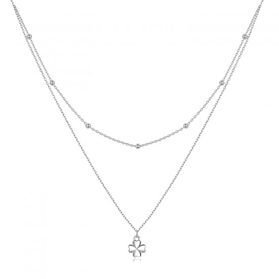 Collar de Doble Trébol al estilo de Pandora - SCN481 - Haga click en la imagen para cerrar