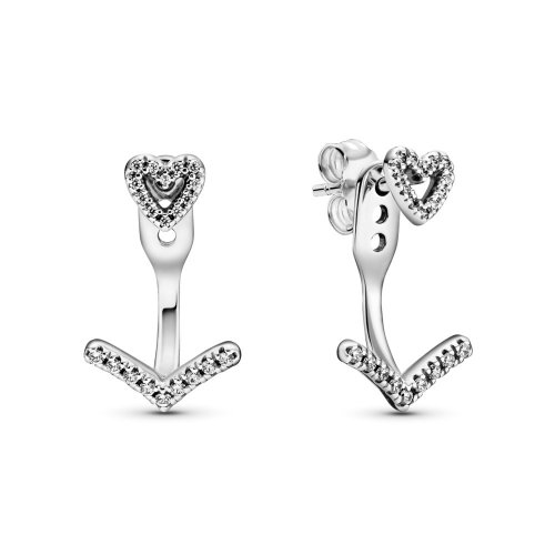 Pendientes de botón en forma de corazón con forma de espina y chispeantes de PANDORA - 299280C01