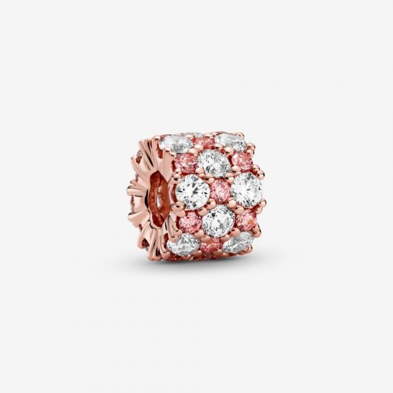 Pulsera PANDORA rosa y transparente con encanto brillante - 788487C01 - Haga click en la imagen para cerrar
