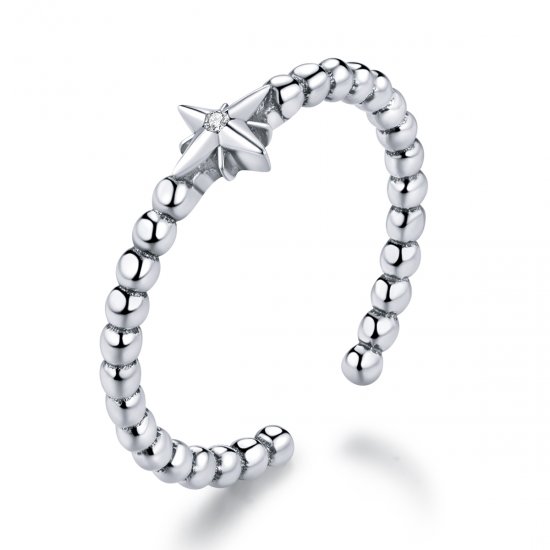 Anillo abierto de plata con estrella estilo Pandora - SCR647 - Haga click en la imagen para cerrar