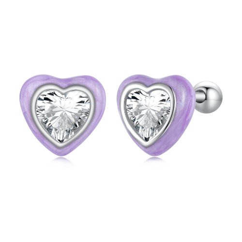 Pendientes de botón en forma de corazón estilo Pandora - SCE1595