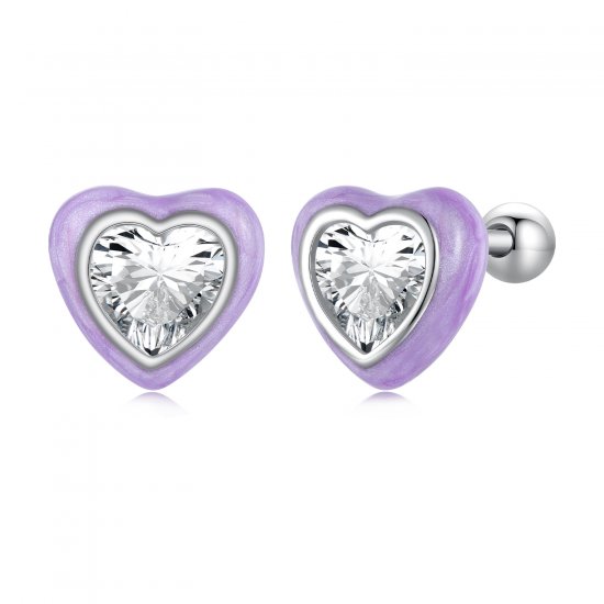 Pendientes de botón en forma de corazón estilo Pandora - SCE1595 - Haga click en la imagen para cerrar