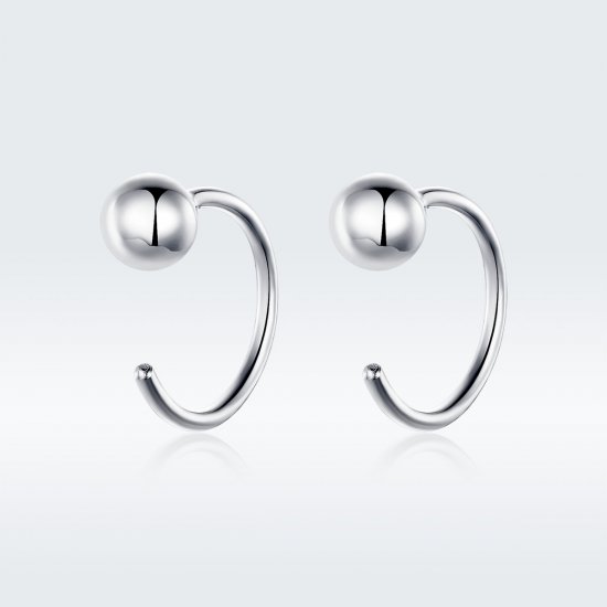 Aretes de argolla pequeños plateados al estilo de Pandora - SCE782-A - Haga click en la imagen para cerrar