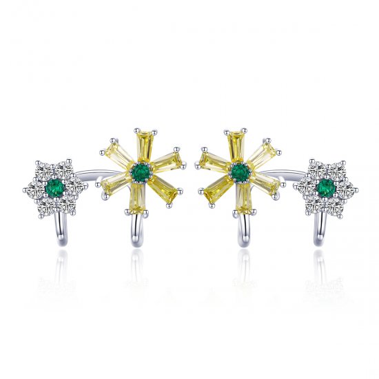 Pendientes de botón con flores de margarita plateadas estilo Pandora - SCE487 - Haga click en la imagen para cerrar