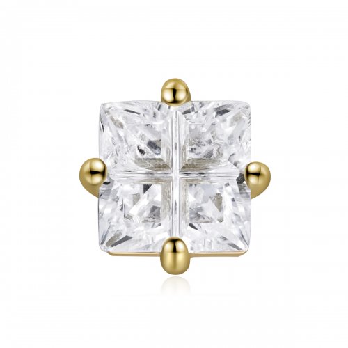 Pendientes estilo Pandora chapados en oro de 18 quilates con circonio cuadr