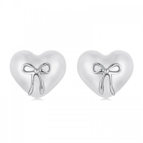 Pendientes de corazón con lazo estilo PANDORA - SCE1810