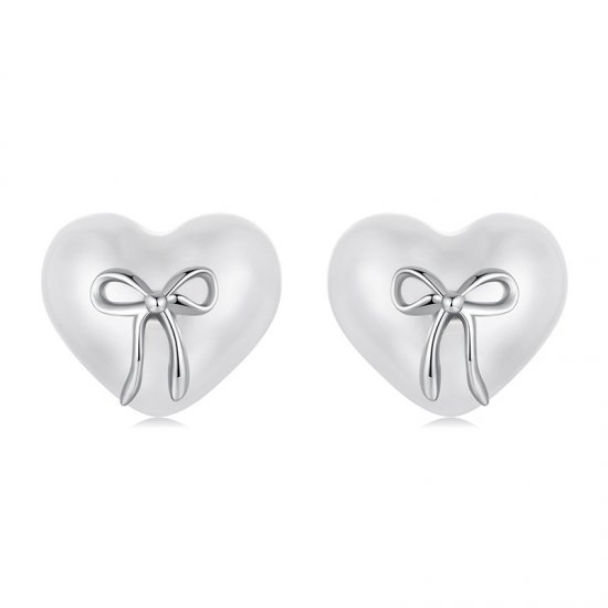 Pendientes de corazón con lazo estilo PANDORA - SCE1810 - Haga click en la imagen para cerrar