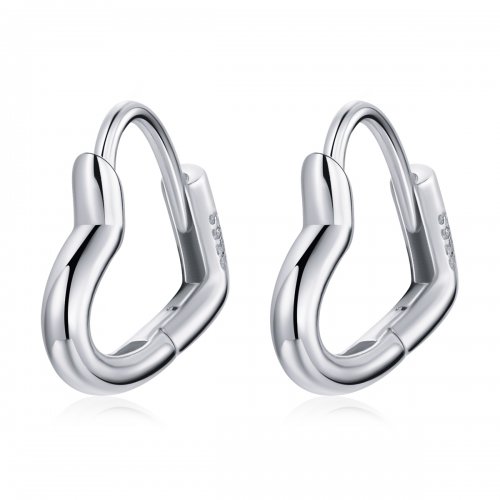 Aretes de argolla con corazón de metal estilo Pandora - SCE1174-A