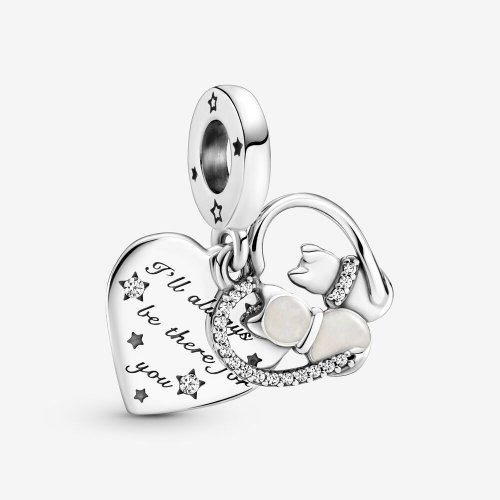 PANDORA Gato y Corazones Charm Colgante - 799546C01