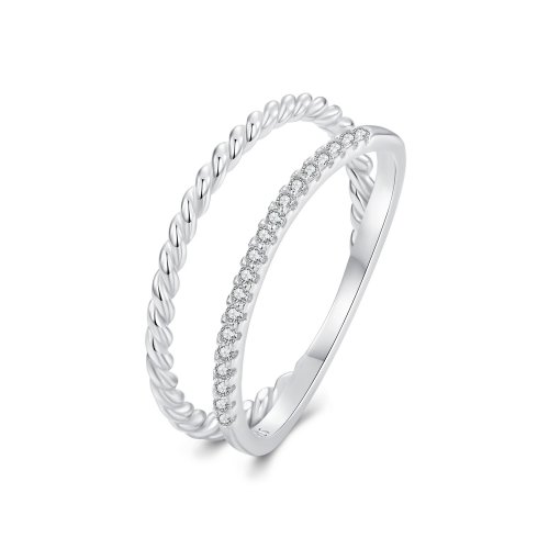 Anillo de estilo sofisticado de doble capa estilo PANDORA - BSR541 Anillo de estilo sofisticado de doble capa estilo PANDORA - BSR541
