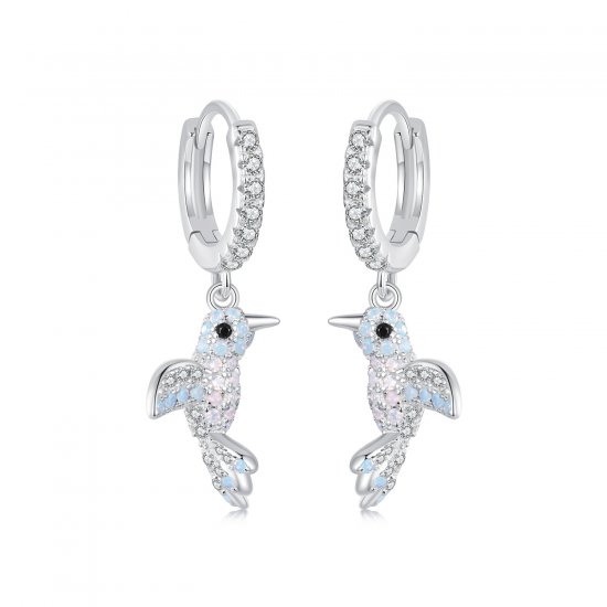 Pendientes de pájaro con incrustaciones estilo PANDORA - BSE991 - Haga click en la imagen para cerrar