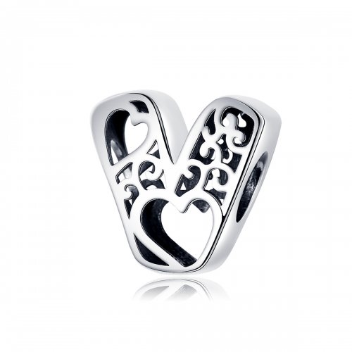 Charm Plata Estilo Pandora con Letra Mágica V - SCC1229-V