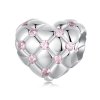 Cuentas con forma de corazón de diamantes rosas estilo PANDORA - BSC1054