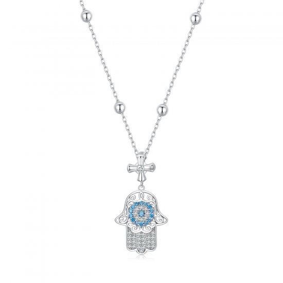 Collar de la mano de Fátima estilo PANDORA - BSN369 - Haga click en la imagen para cerrar