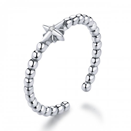 Anillo abierto de plata con estrella estilo Pandora - SCR647