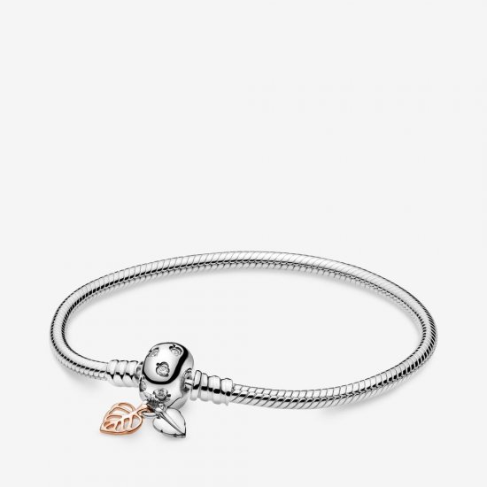 Pulsera Moments en PANDORA Rose Hojas y cadena de serpiente 588333CZ - Haga click en la imagen para cerrar