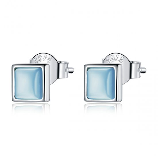 Estilo Pandora de geometría simple - Pendientes de botón de ojo de gato azul - SCE1269-BU - Haga click en la imagen para cerrar