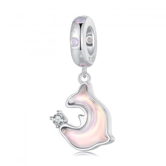 Pendiente de delfín rosa estilo Pandora - SCC2639 - Haga click en la imagen para cerrar