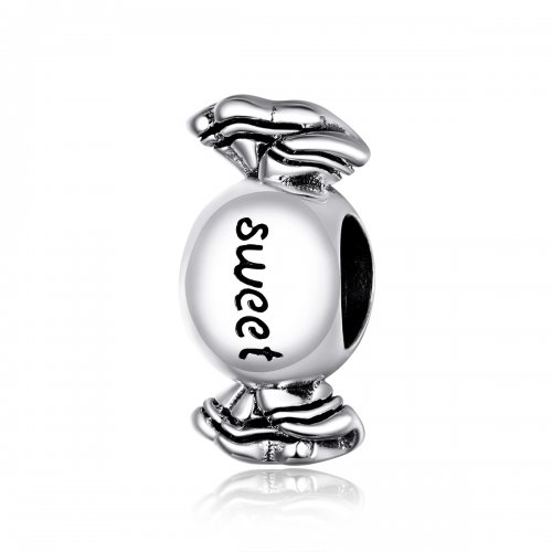 Charm de plata estilo Pandora con dulce de caramelo - BSC353