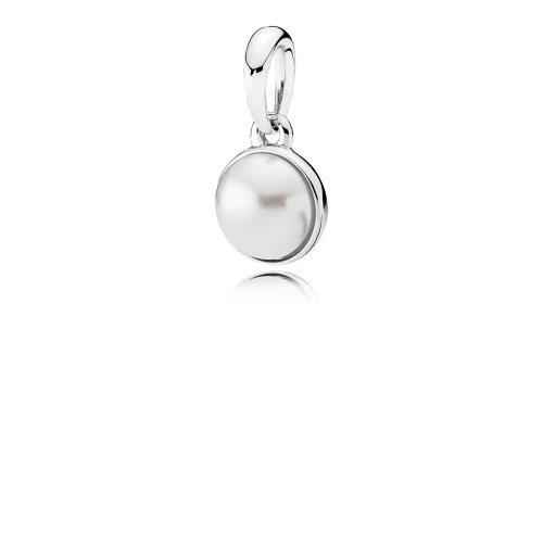 Colgante Gotita luminosa, perla de cristal blanca