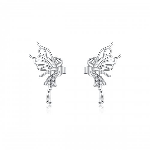 Pendientes de botón estilo Pandora con diseño de elfo y flores - BSE338