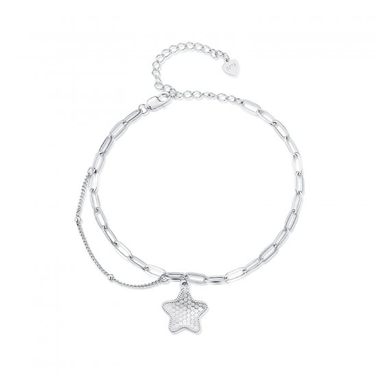 Pulsera de cadena con estrella brillante estilo Pandora - BSB137 - Haga click en la imagen para cerrar