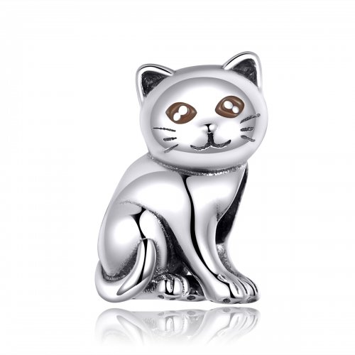 Encanto de gato lindo de estilo Pandora en plata - SCC1305