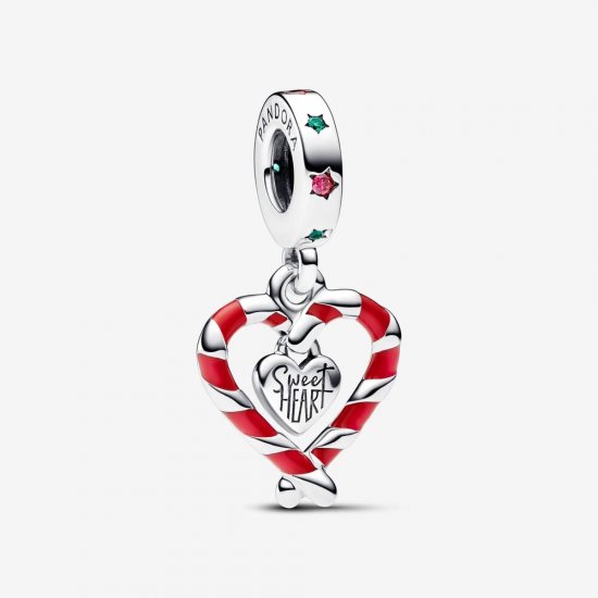 Charm Colgante Pandora Corazón Bastón Caramelo Doble de Navidad - 792822C01 - Haga click en la imagen para cerrar