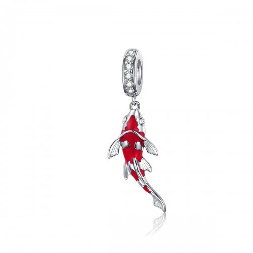 Pulsera estilo Pandora con colgante de pez Koi de la suerte - BSC085