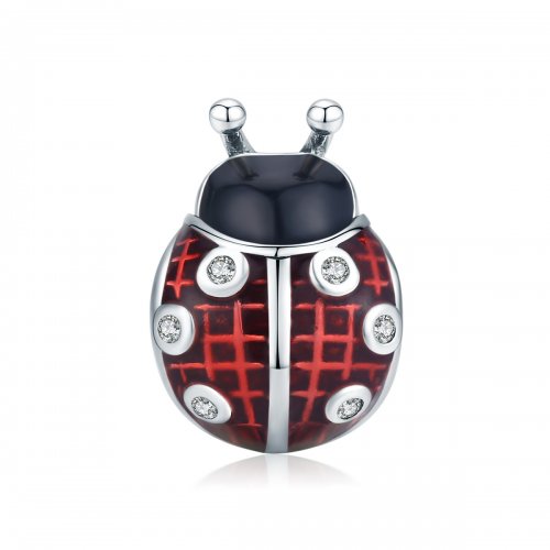 Charm de mariquita plateada estilo Pandora - SCC1481