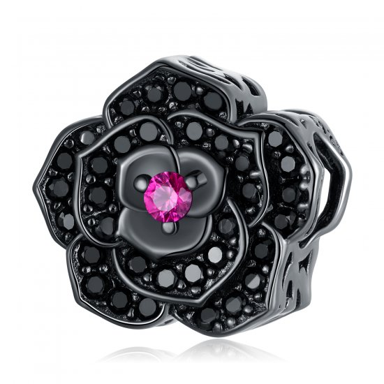 Charm estilo Pandora con rosa negra - SCC2380 - Haga click en la imagen para cerrar