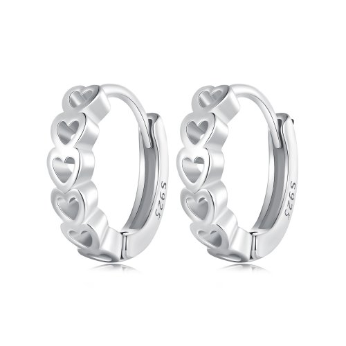Aretes de aro en forma de corazón estilo Pandora - BSE880 Aretes de aro en forma de corazón estilo Pandora - BSE880