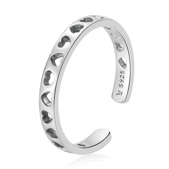 Anillo abierto en estilo Pandora con corazón calado - SCR765 - Haga click en la imagen para cerrar