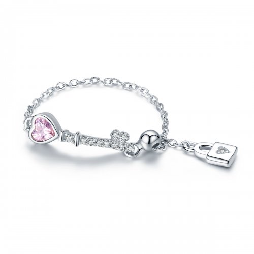 Anillo de plata con estilo Pandora en forma de llave del corazón - SCR425