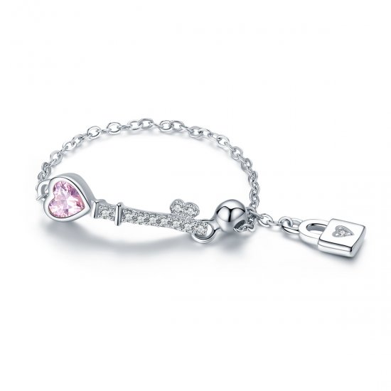 Anillo de plata con estilo Pandora en forma de llave del corazón - SCR425 - Haga click en la imagen para cerrar
