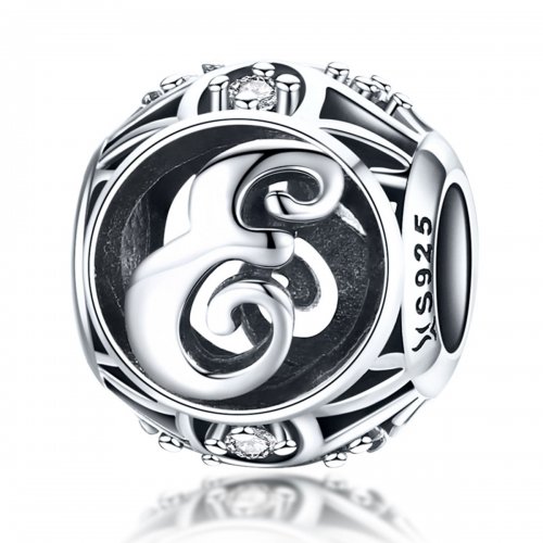Pulsera estilo Pandora con dije de letra E - SCC738-E