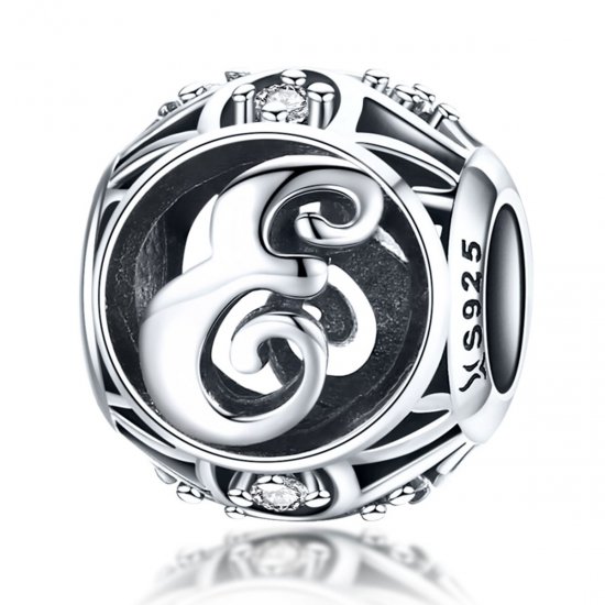 Pulsera estilo Pandora con dije de letra E - SCC738-E - Haga click en la imagen para cerrar