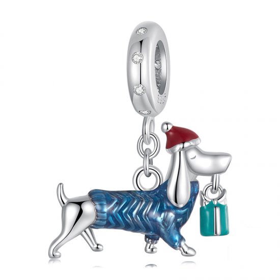 Colgante de perro salchicha navideño estilo PANDORA - BSC1069 - Haga click en la imagen para cerrar