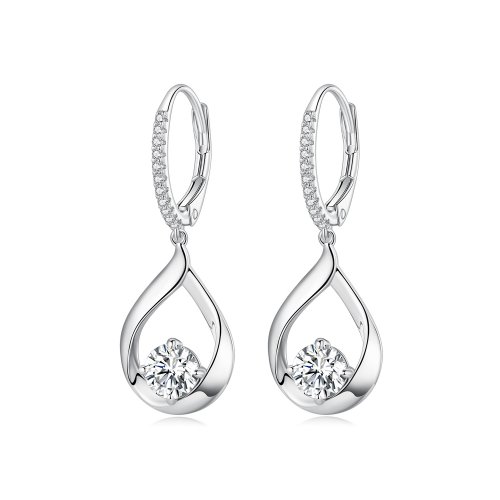 Pendientes de Moissanita con estilo Pandora en forma de gota (Dos certificados) - MSE032