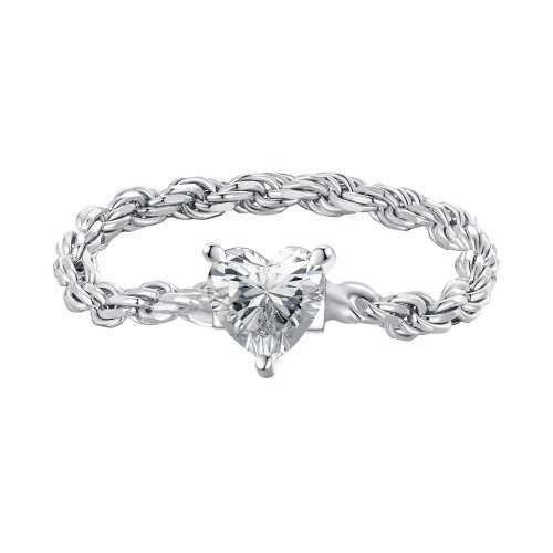 Anillo de cadena estilo Pandora con corazón - BSR410