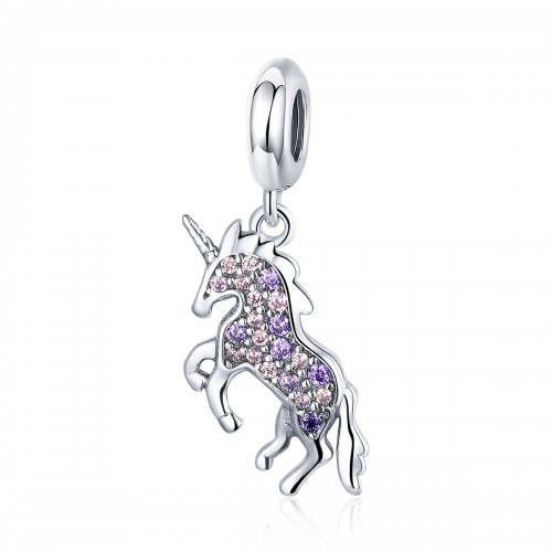 Dije de unicornio plateado estilo Pandora - SCC996