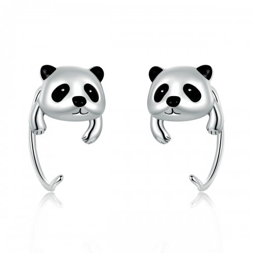 Pendientes estilo PANDORA con forma de mini panda - BSE568