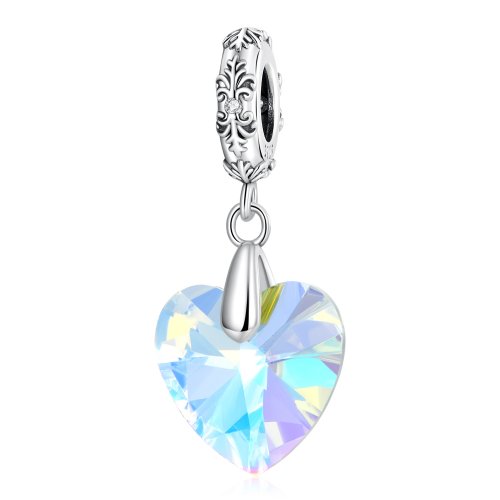 Cuentas de cristal con forma de corazón estilo PANDORA - BSC602