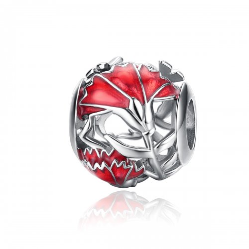Charm de Plata Estilo Pandora con Flor de Clavel - BSC097